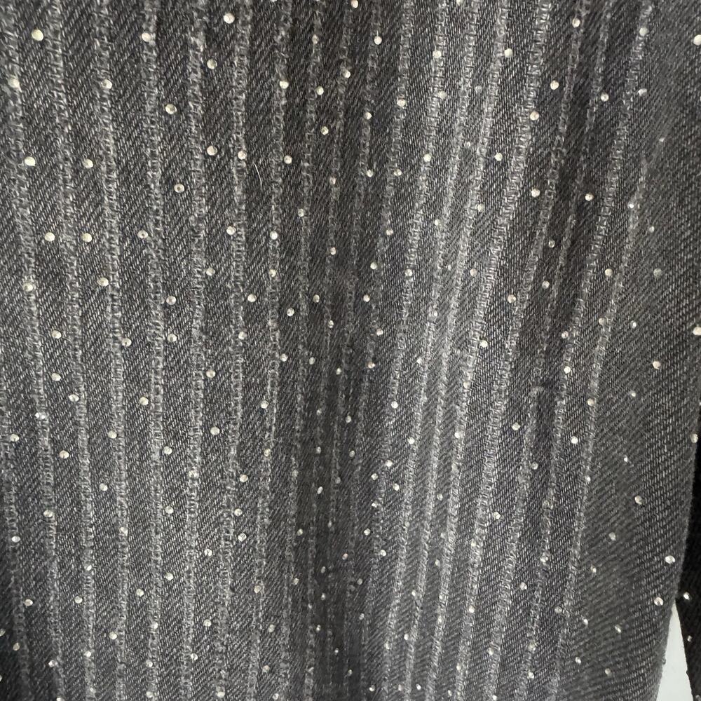 Zara Rhinestone Embellished Black Denim Jeans Size 4 Sparkly Wide Leg Glam EUC - Picture 4 of 9